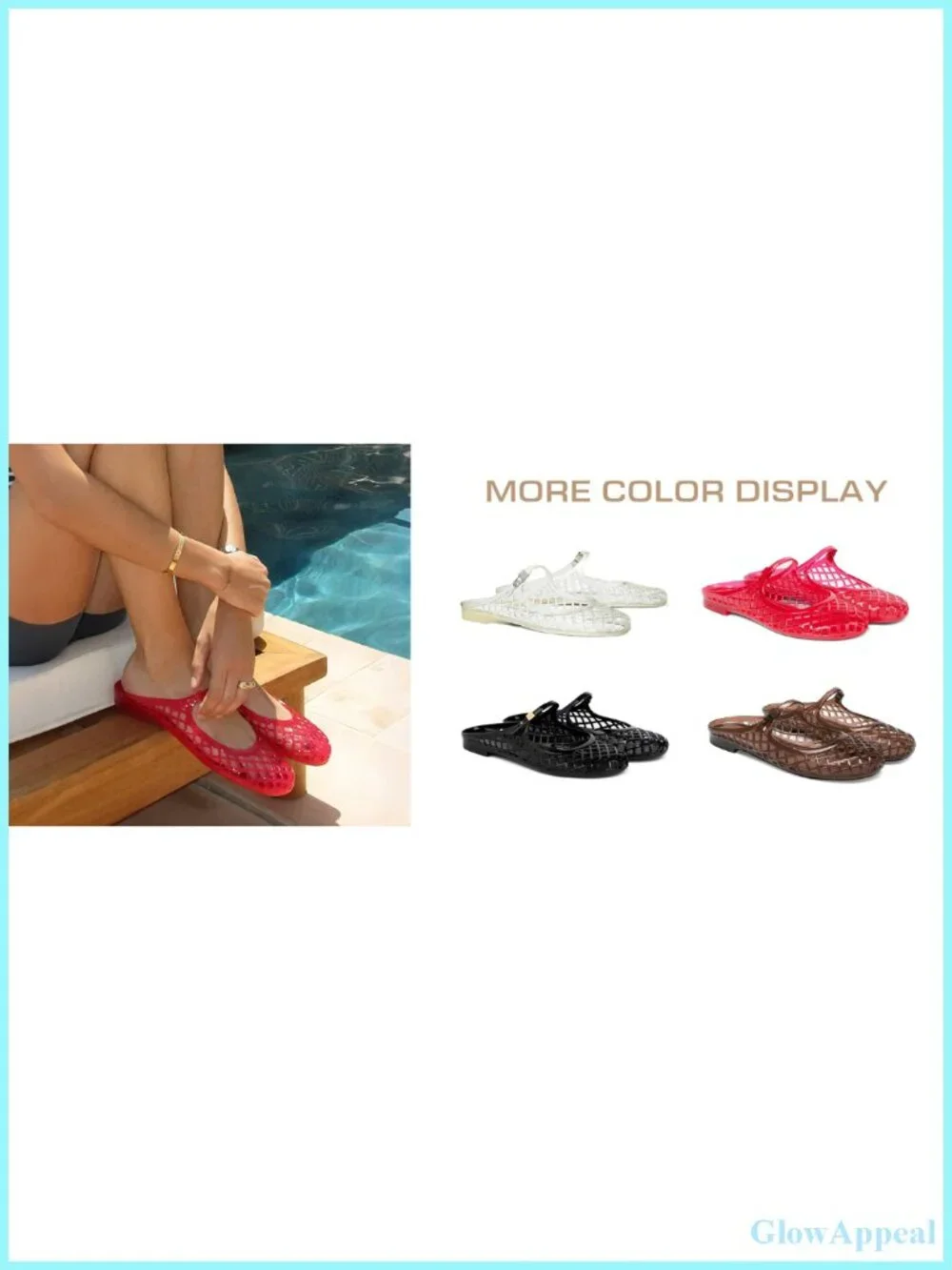 Women's Jelly Slide Sandals Mary Jane Mules Closed Toe PVC Flat Summer Mesh